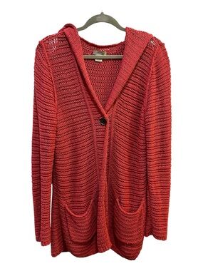Lucky Brand Hooded Open-Knit Cardigan